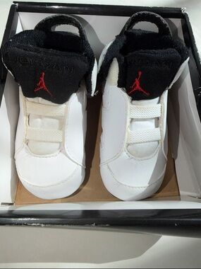 Jordan Kids White and Black Slip-On Sneakers with Red Jumpman